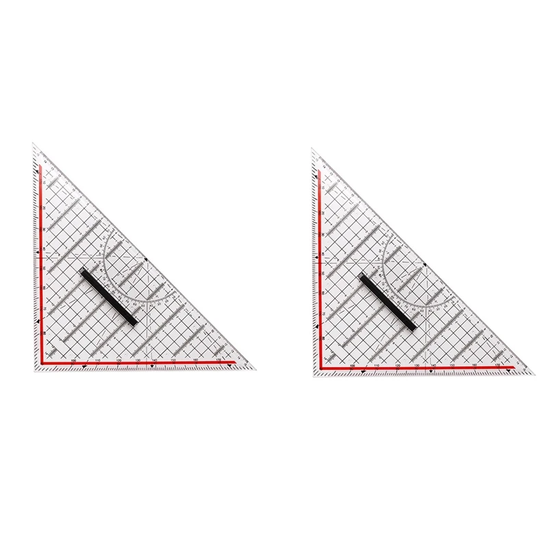 

2Pcs 30CM Drawing Triangle Ruler Multi-Function Drawing Design Ruler With Handle Protractor Measurement Ruler Stationery