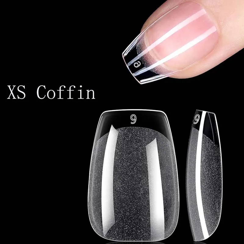 240PC Semi-frosted Coffin Fake Nail Tips - Soft Gel Press on Nails