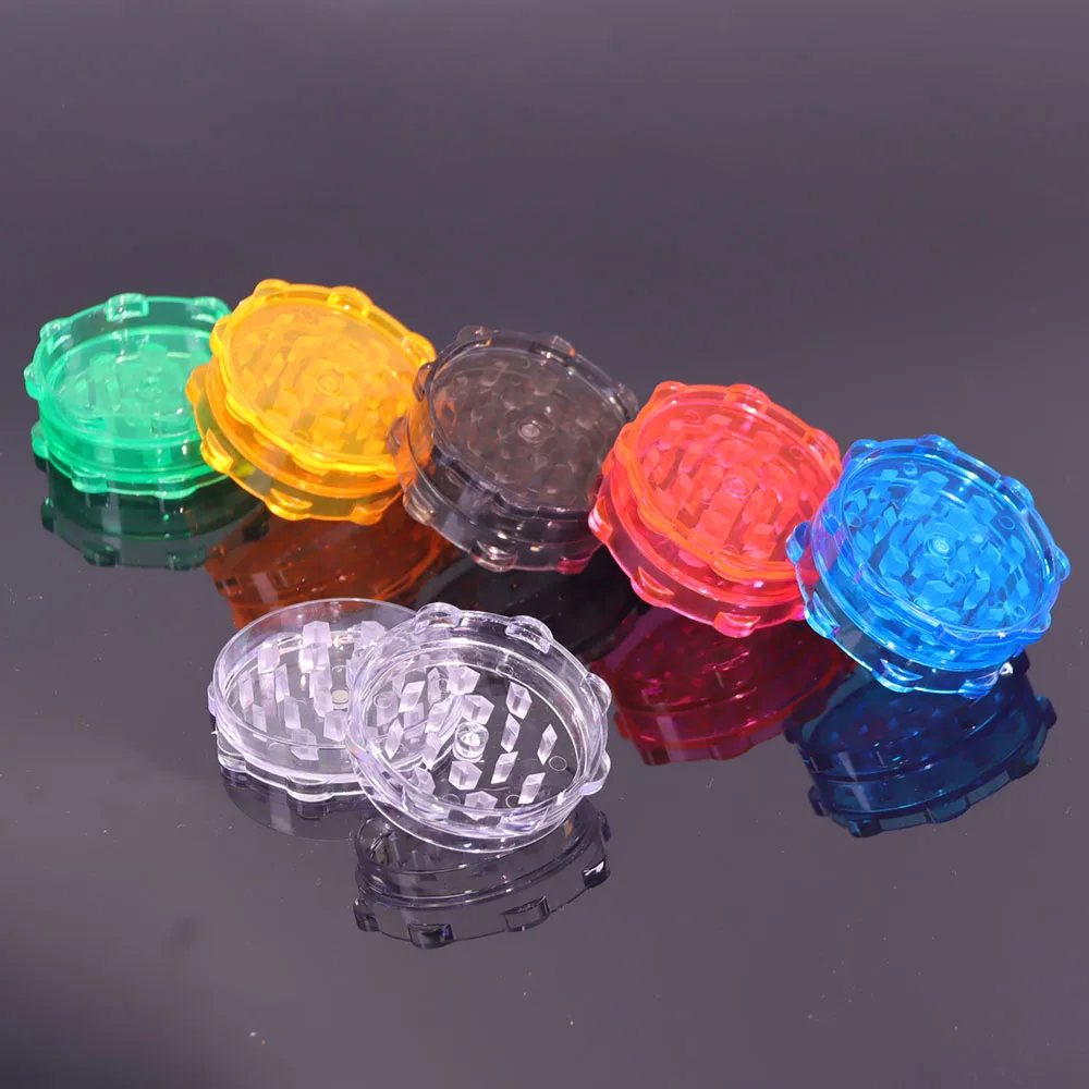 65mm diameter non-slip design 2 layers of diamond solid teeth plastic candy color manual grinder smoking accessories herb grinder smoking accessories tobacco grinder manual spice grinder