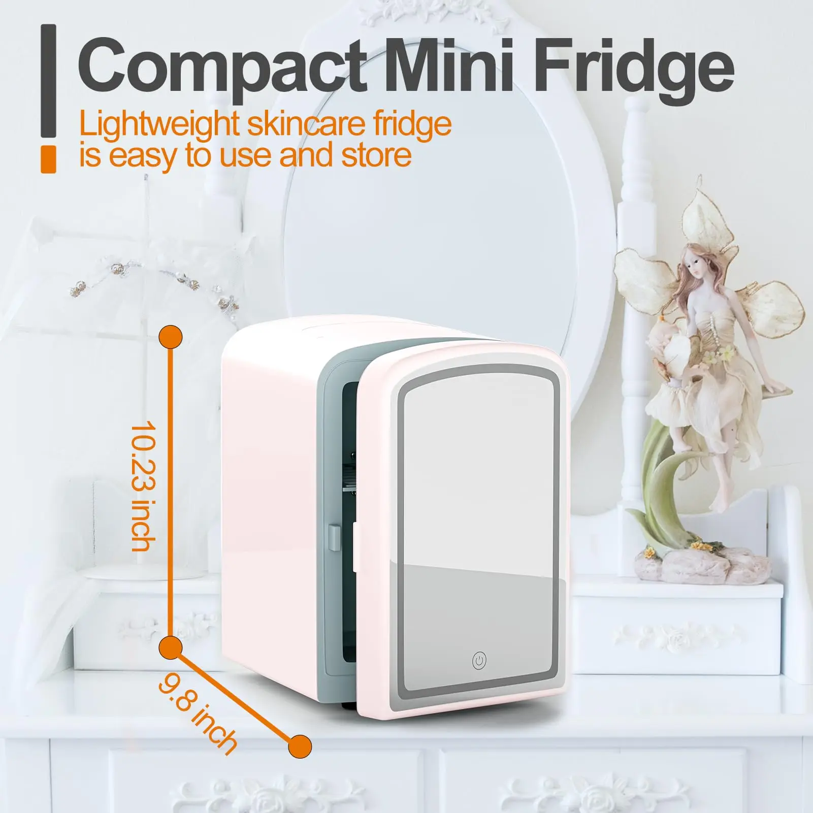 4L Travel Portable AC/DC Skin Care Cosmetics LED Mirror Fridges4 L /6 Can Electric Beverage, Skin Care and Cosmetics 6