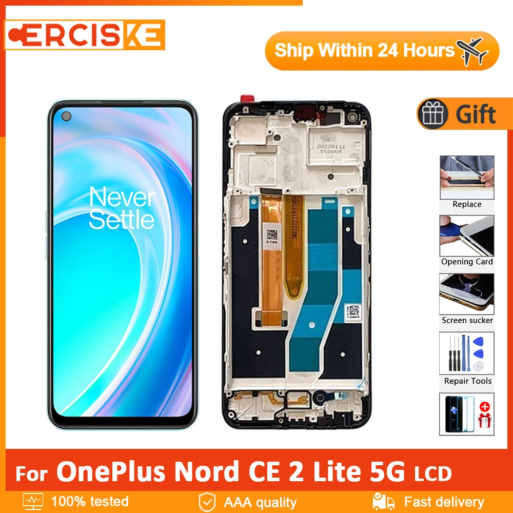 

Original For OnePlus Nord CE 2 Lite 5G LCD Display CPH2409 Touch Screen Digitizer Assembly CPH2381 For 1+ Nord CE2 Lite LCD