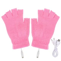 Women Men Thermal Gloves Winter Warm USB Electric Heated Gloves Fingerless 5V Rechargable for Sports Skiing for Running Cycling 2