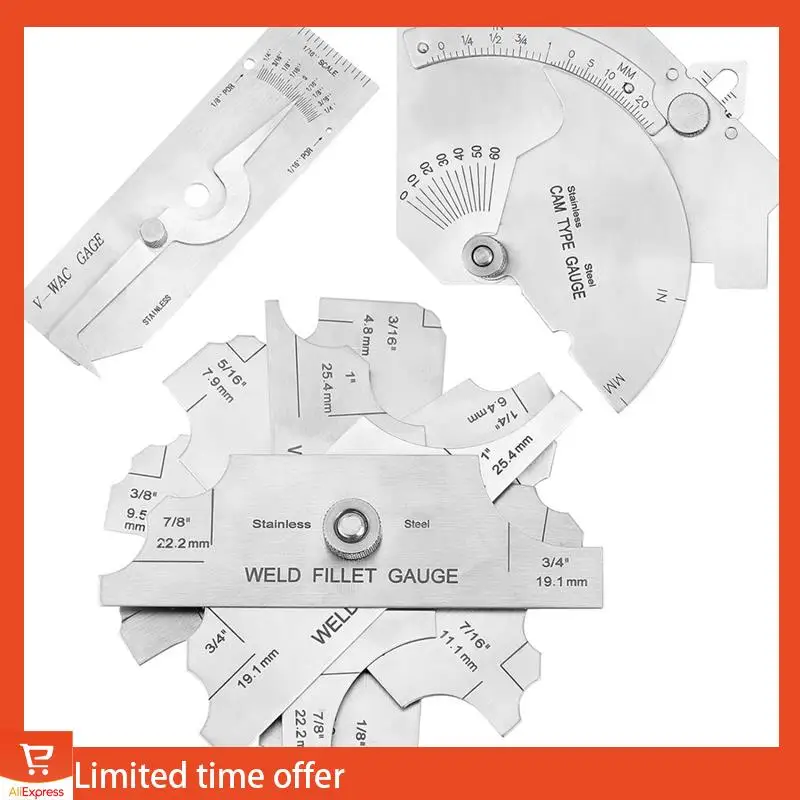 신선한 7피스 필렛 용접 게이지 게이지 세트 단일 용접 게이지 스테인레스 스틸 브리지 캠 게이지 키트
