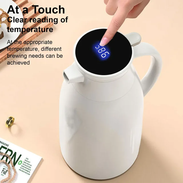 1PC Thermos Glass Liner Vacuum Flasks Large Capacity Water Bottle Kitchen Thermal Kettle Household Digital Display Coffee 6
