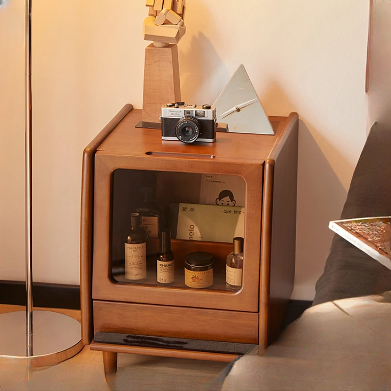 

Full solid wood bedside furniture storage cabinet, small unit cabinet