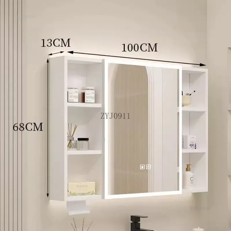 Modern Smart Bathroom Mirror Cabinet Space Aluminum Storage Rack High-definition Mirror Bathroom Wall-mounted Cabinets b