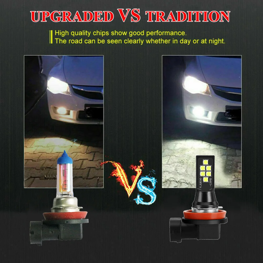 H8/H11 LED Canbus Headligts Auto Fog Lamps 6000K 2800LM White Error Free Bulbs 12V 2Pcs Car Accessories led light led bulb led fog light led headlight fog and headlight bulbs