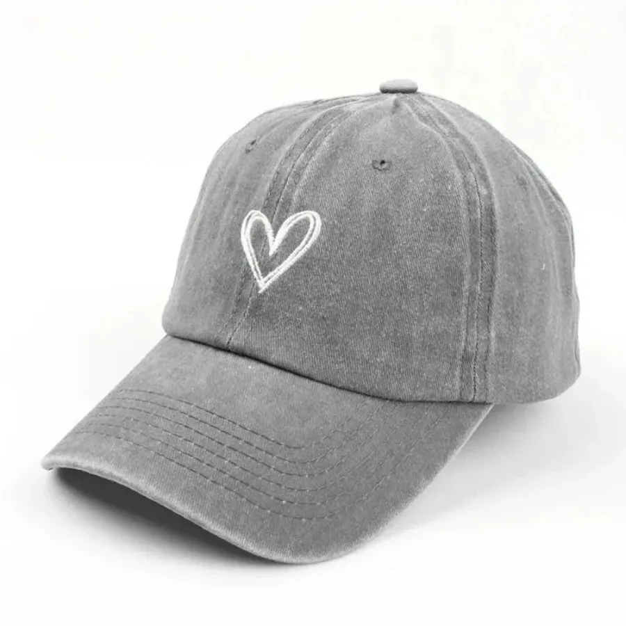 Casquette Homme Spring/Summer Hat Female Embroidered Peach Heart Wash Denim Baseball Hat Casual Korean Version Thin Gorras 5