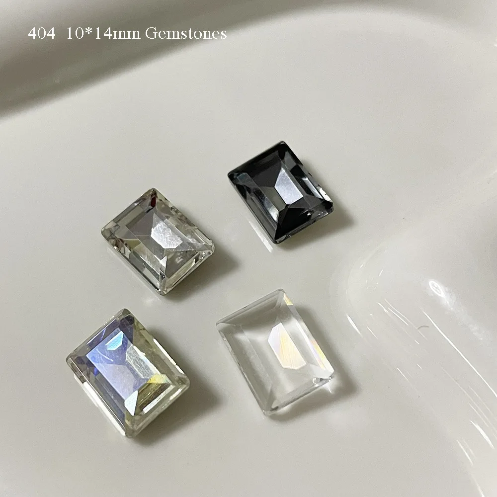 

10*14mm Rectangle Sugar Crystal DIY Pile Charms Material Glass Diamonds Pointed Bottom Rhinestones Nail Gel Tips Accessories 404
