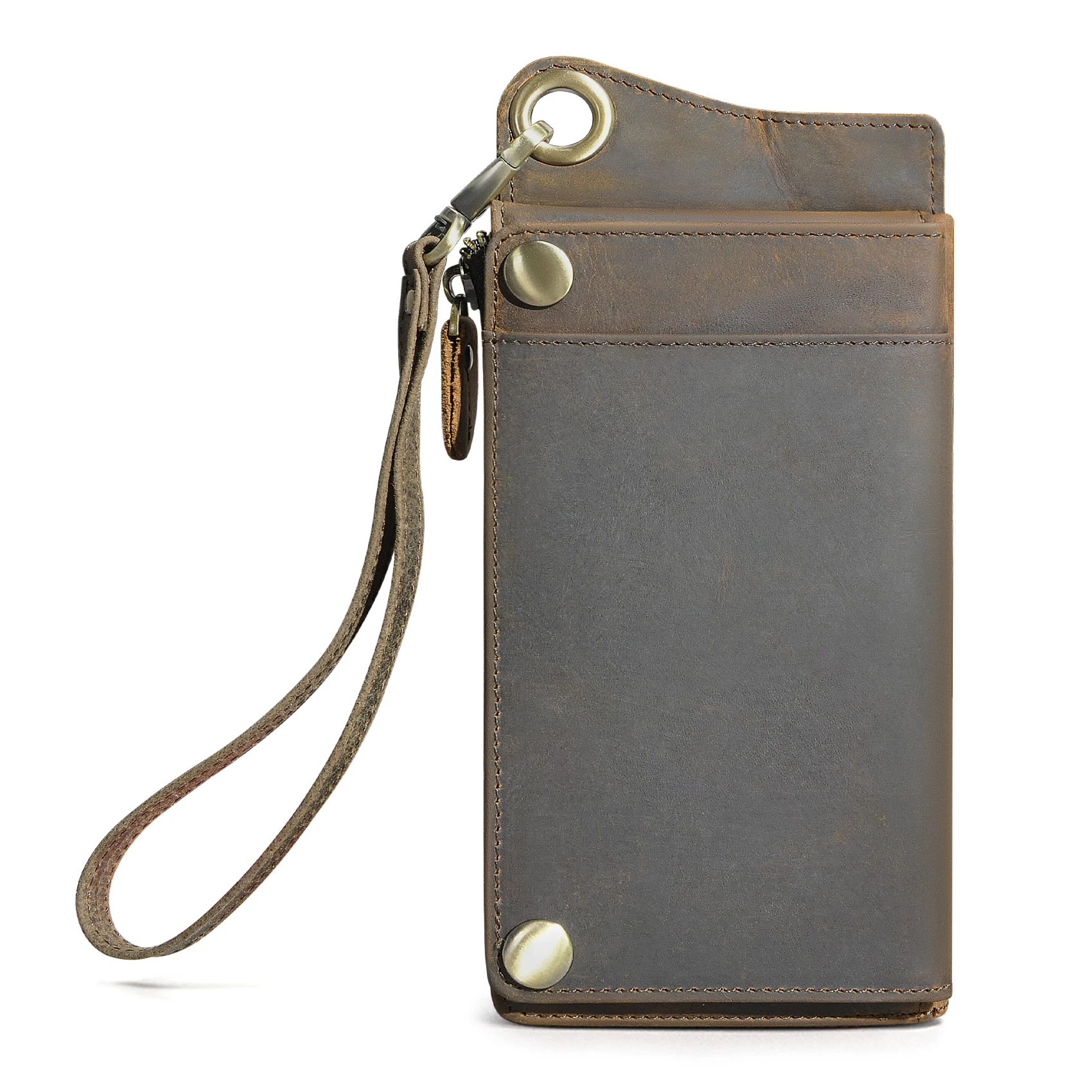 Лидер продаж, роскошный мужской плотный дизайнерский винтажный бумажник из натуральной кожи, звеньевой органайзер, цепочка, кошелек для чековой книжки ck001