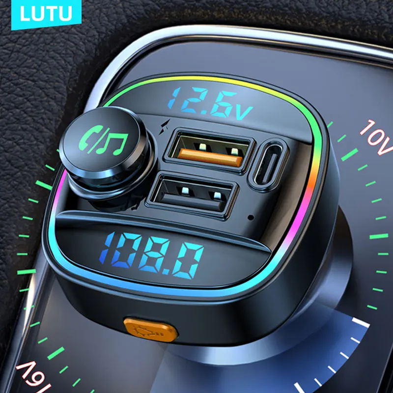 LUTU Bluetooth 5.0 FM Transmitter Handsfree Car Radio Modulator