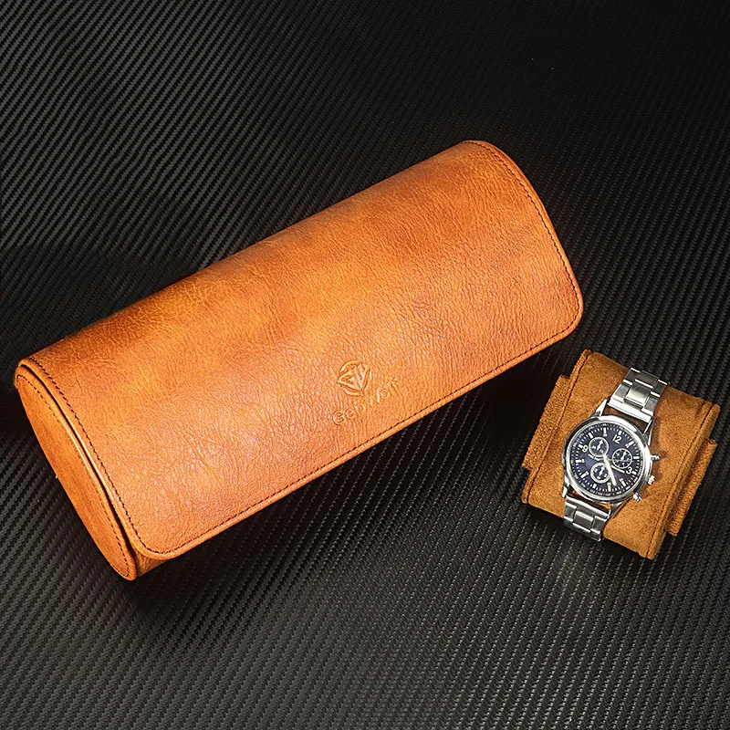 Travel Watch Case 🕰️ 3 Slots PU Leather Watch Organizer – Vintage Roll Travel Case – Po... - SKU TWC02256 - UGI P...