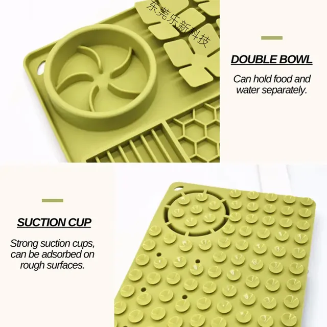 Pet products with suction cups, silicone slow-moving dual bowl cat and dog tableware, anti slip and leak proof, olfactory feedin 5