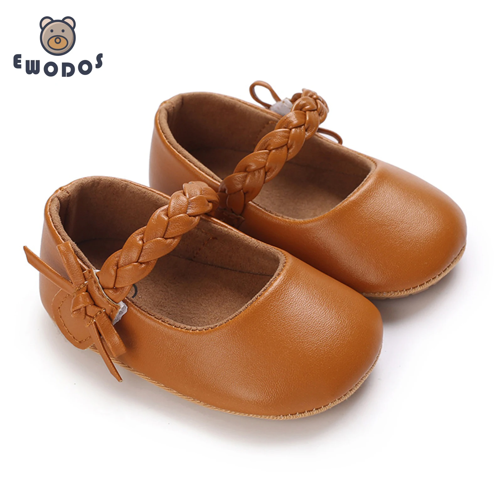 

EWODOS Toddler Baby Girls PU Leather Shoes Soft Sole PU Leather Bow Crib Shoes Non-slip Flats Toddler Baby Princess Dress Shoes