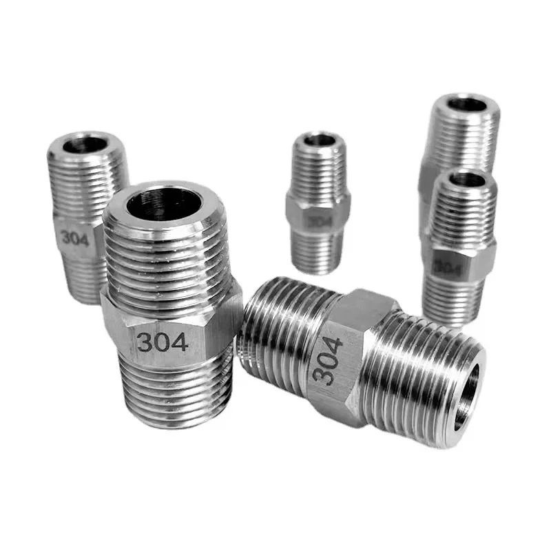 1/8" 1/4" 3/8" 1/2" BSP NPT Male to Male Hex Nipple Coupling 304 Stainless Steel Pipe Fitting