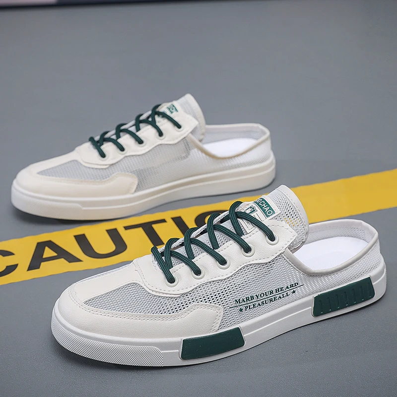 Breathable Half Slippers Men Casual Shoes Lightweight Slip-on Shoes Men Flat Shoes Man Sneakers Comfortable Lazy Driving Loafers 3