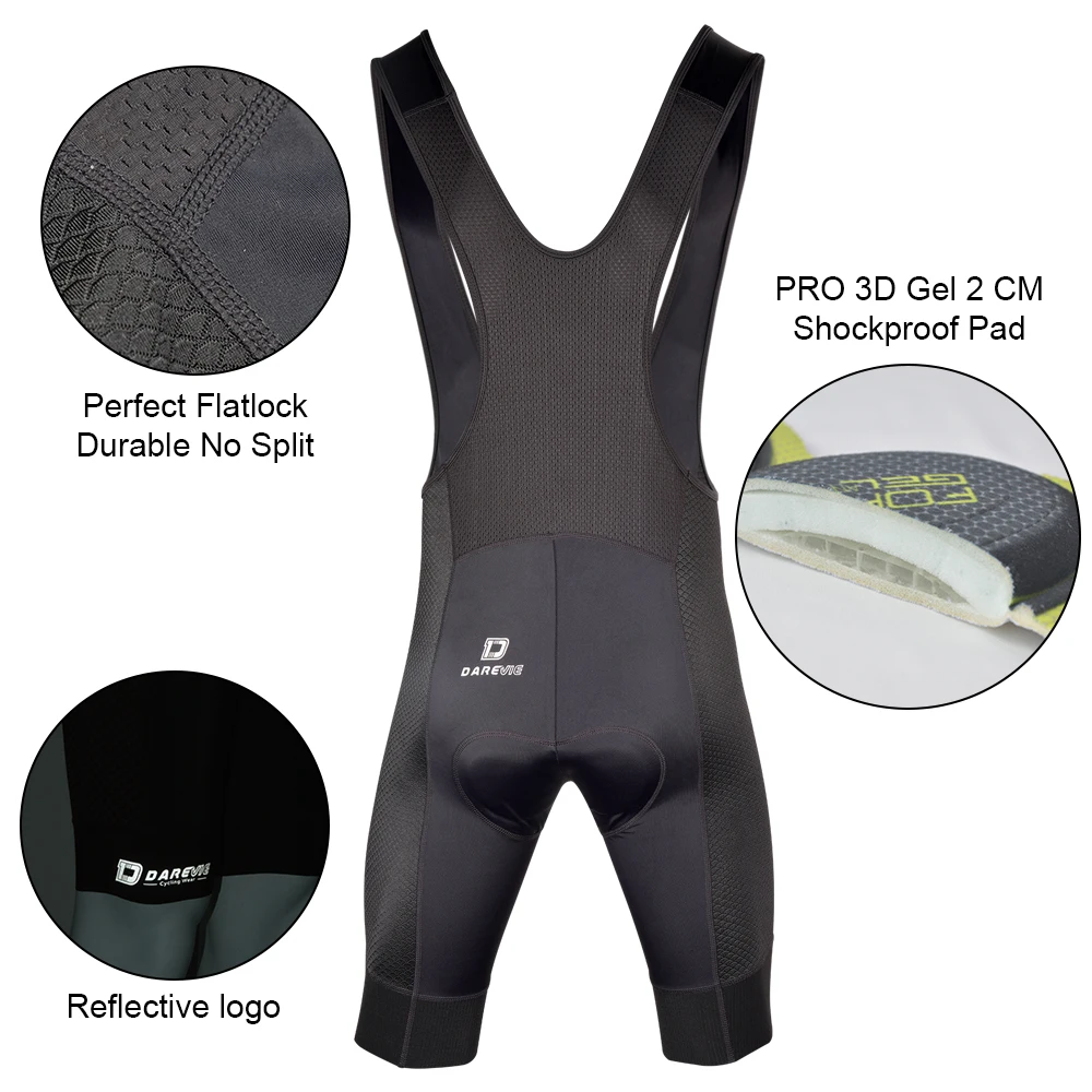 Description Picture 5 of itemDAREVIE Cycling Bib Shorts 3D Gel Pad 6H Ride Men Cycling Shorts Downhill Pro Team Men Cycling Shorts Breathable 7CM Leg Gripper
