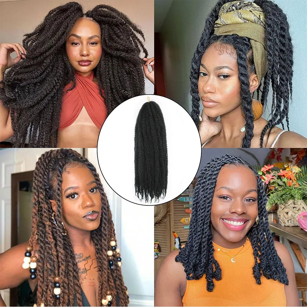 Alibaby Marley Hair for Twists 18 Inch Long Afro Kinky Marley Braids Hair Kanekalon Synthetic Crochet Braiding Hair Extensions 6