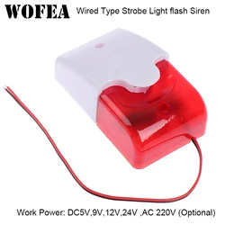 High-Decibel LED Strobe Light Wired Siren for Home Security Systems (AC 220V)