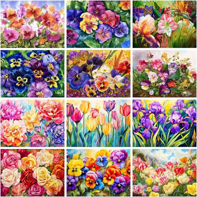 

CHENISTORY DIY Pictures By Number Colorful Flowers Kits Painting By Numbers Drawing On Canvas HandPainted Art Gift Home Decor