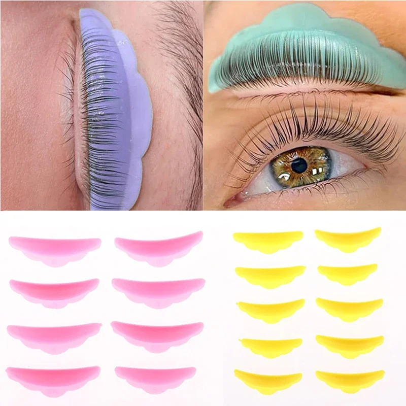 Eyelash Curler 10Pcs Reusable Eyelash Lifting Kit Silicone Lamination Pad Eyelash Perm Rods 3D Eyelashes Extension Curler Pad Makeup Tool