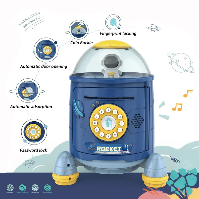 Space Rocket Electronic Piggy Bank Toy Savings Money Saving Box Moneybox Automatic Roll Money Fingerprint Password Insurance 17 Space Rocket Electronic Piggy Bank Toy Savings Money Saving Box Moneybox Automatic Roll Money Fingerprint Password Insurance