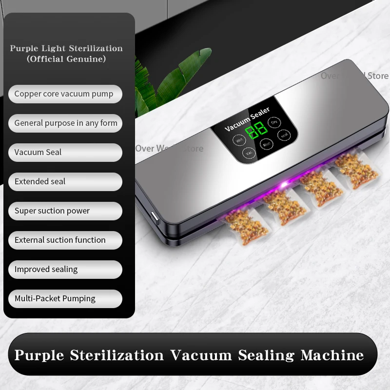 Food vacuum sealer Electric Vacuum Sealer Machine Dry/Wet Food Packaging Seal To Keep Fresh Touch Buttons Digital Display Detachable Cleaning