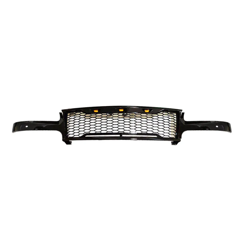 쉐보레 실버라도 1999-2002 차량용 LED 라이트가 있는 글로스 블랙 레이싱 그릴, 자동차 프론트 범퍼 그릴 메쉬 상단 그릴