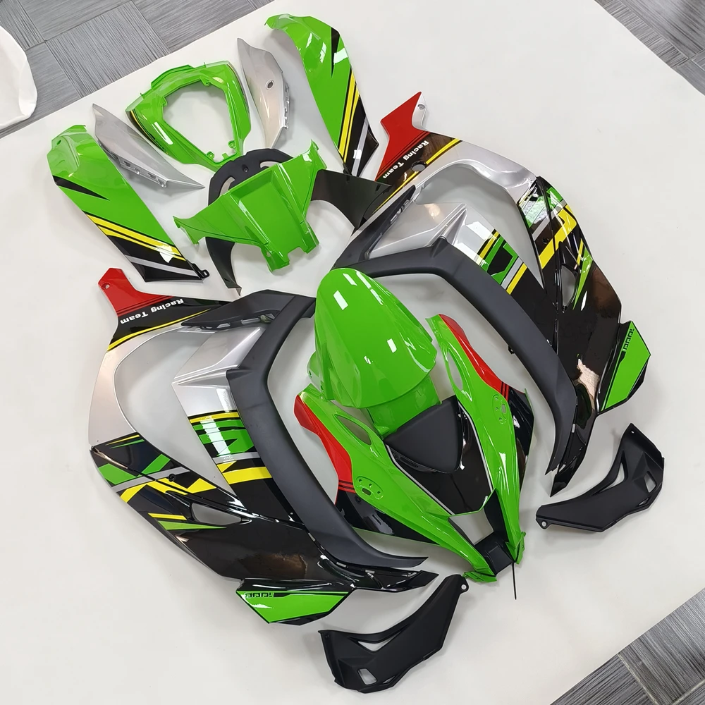 

Для ZX10R 2016 2017 2018 2019 2020 ZX 10R полный комплект обтекателей кузов капот впрыскивание зеленые серебряные градиентные буквы с принтом