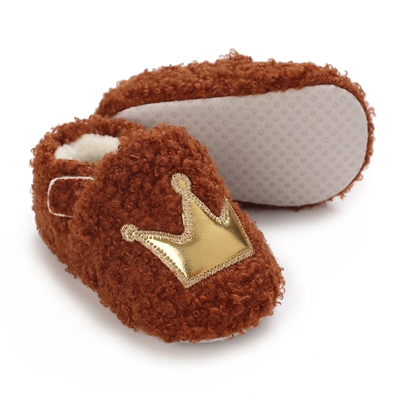 Newborn Baby Girl Boots Shoes Autumn Winter Crown Baby Booties Prewalkers Warm First Walker Infant Shoes