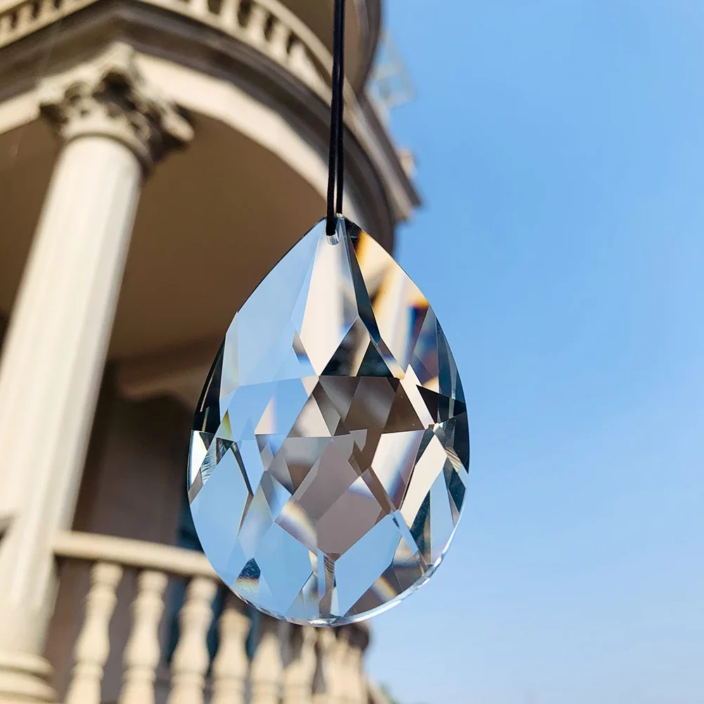 76mm Clear Hanging Crystal Angel Tear Prism Sun Catcher Chandelier Lighting Crystal Home Decor