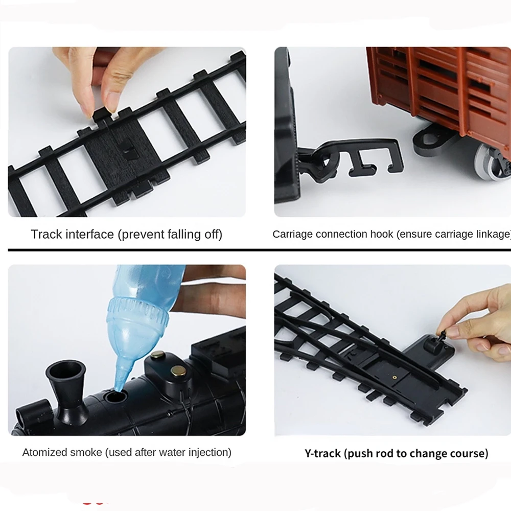 RC Train Toys Simulation Train Remote Control Retro Steam Electric Stepless Speed Control Remote Smoking Train Children's Toys 3