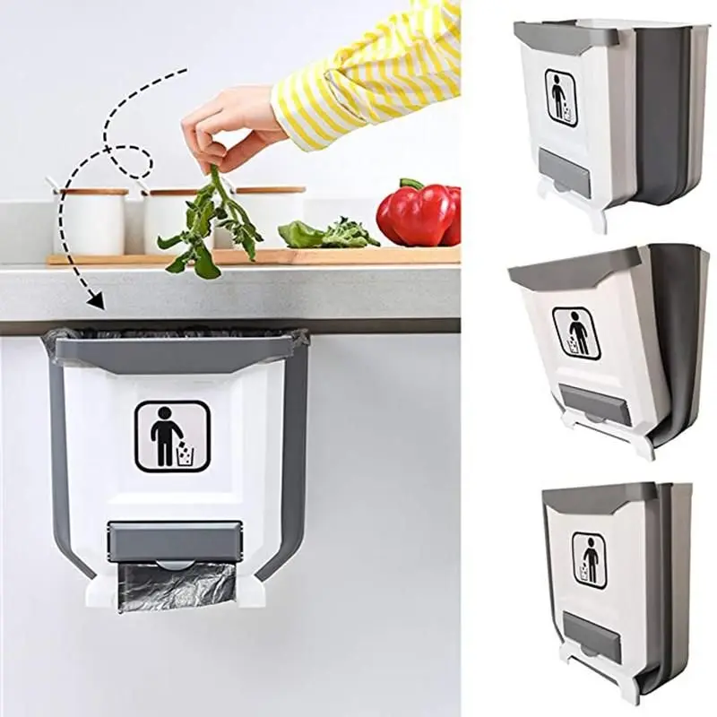 9L Foldable kitchen Trash can Garbage bag Plastic Car Trash Bin kitchen  Cabinet trash Storage Kitchen Cabinet Foldable Trash Can