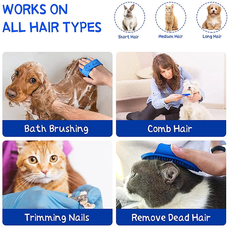 Rabbit Grooming Kit Pet Nail Clipper Double-Sided Shampoo Bath Brush Tear Stain Remover Combs 4Pcs pet cleaning tools pet grooming comb