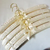 Sponge Clothes Hanger With Hook Silk Satin Fabric Clothes Hanging Clothes Pin Sew Buttons Anti-Slip Wedding Dress White Hangers 2
