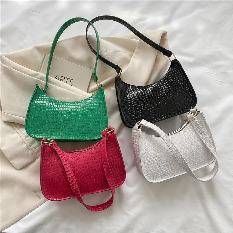 

Green/White/Pink Women's Shoulder LeatherBag Alligator Popular Pattern Girls Underarm Wallet Bags Fashion Shopping Phone Handbag