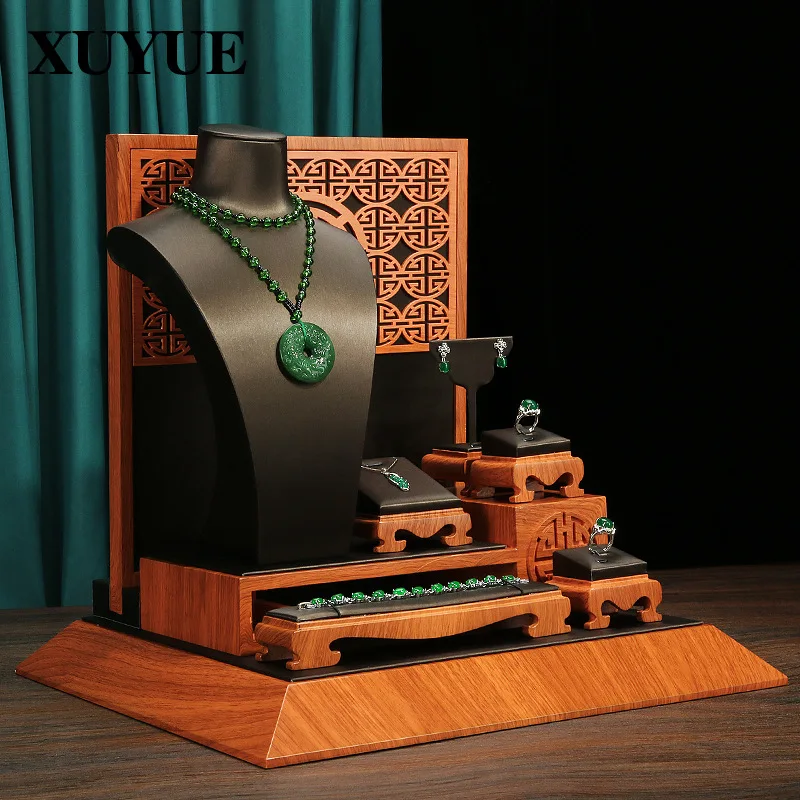 

Jewelry display props brown jade jewelry display rack counter props Pendant Bracelet window display stand in stock