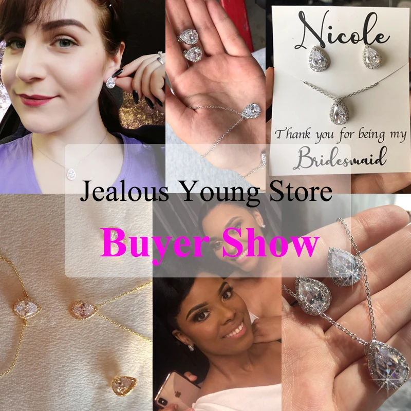 Jewelry Set Nigerian Water Drop Cubic Zirconia Wedding Jewelry Sets inlay Luxury Crystal Bridal Jewelry Set Gifts For Bridesmaids AS099 jewelry sets jewelry set