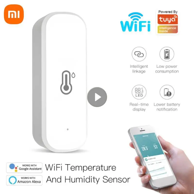 

Xiaomi Tuya WiFi Temperature Humidity Sensor Smart Life APP Monitor Smart Home Work With Alexa Google Home No Hub Required