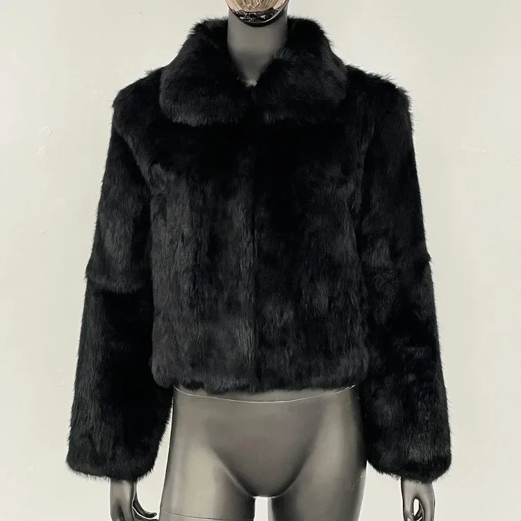 Luxury Rabbit Fur Coat Front View