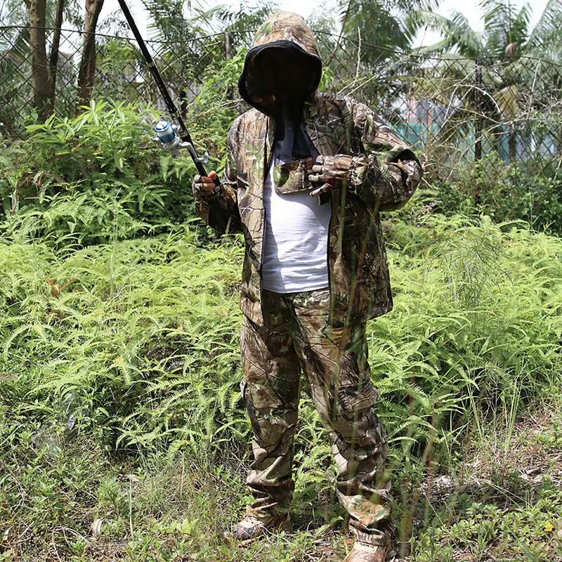 Bionic Camouflage Suit, Tactical Suit, Sniper Ghillie Cotton Camouflage Hunting Overalls, Mosquito Protective