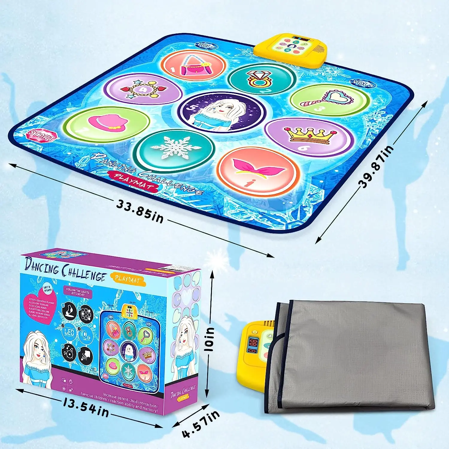 Dance Mat Toys for 3-10 Year Old Girls 5 Game Modes Including 3 Challenge Levels Adjustable Volume Dance Pad with LED Lights