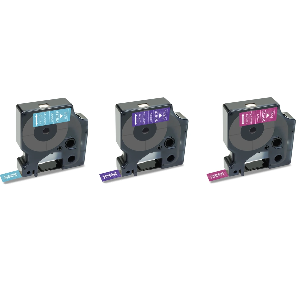DYMO COLORPOP 라벨 테이프 3팩, 라벨 메이커, 라벨 관리자 160 280 자스민용 블루/핑크/퍼플 글리터 12mm 흰색 인쇄