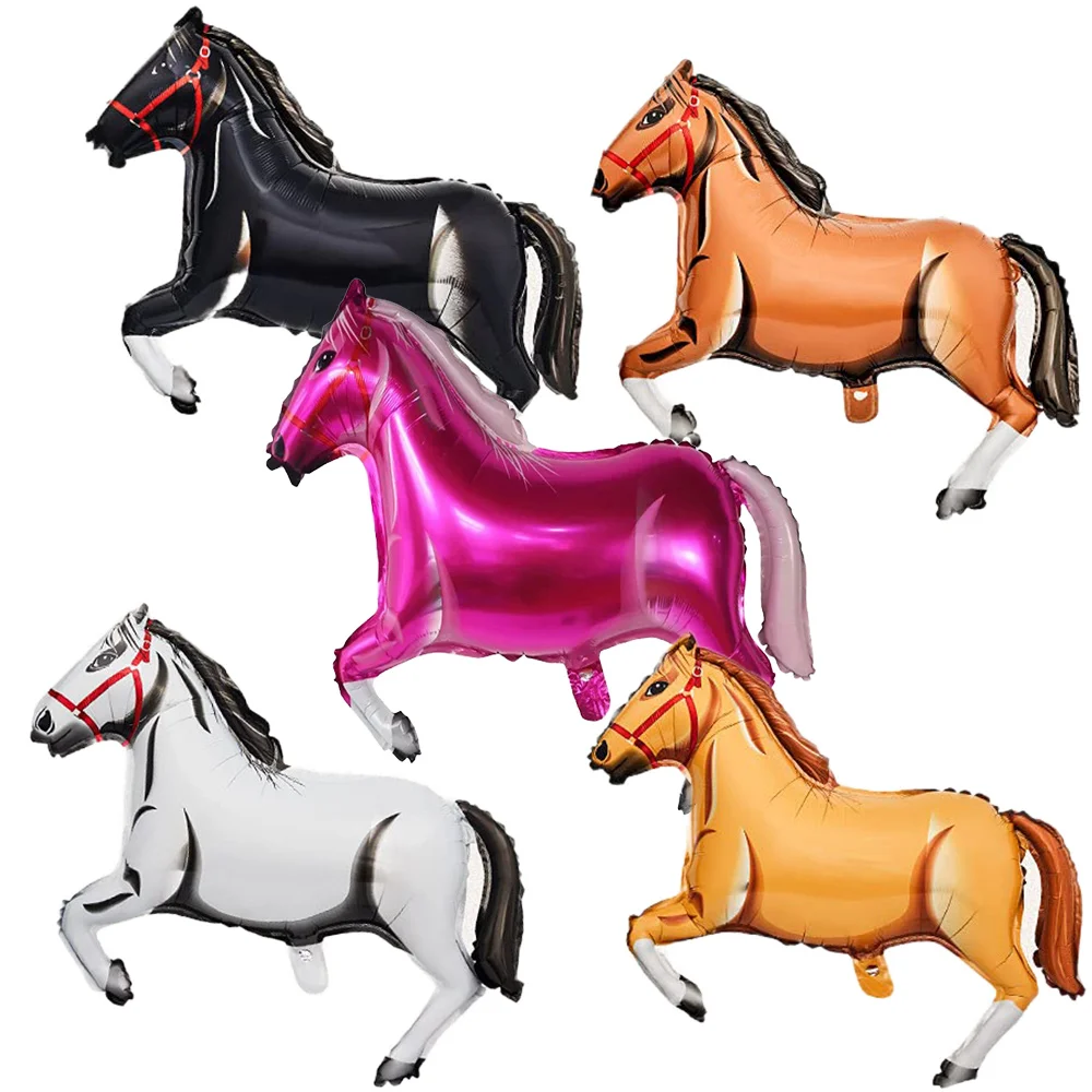 

5 Pieces Horse Shaped Aluminum Foil Balloon Horse Themed Party Balloons Decorations for Birthday Baby Shower Cowboy Party