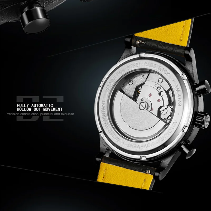 FORSINING Designer Luxury Automatic Movement Pilot Man Watch Mechanical Genuine Leather Wristwatch Elegant Business Watch