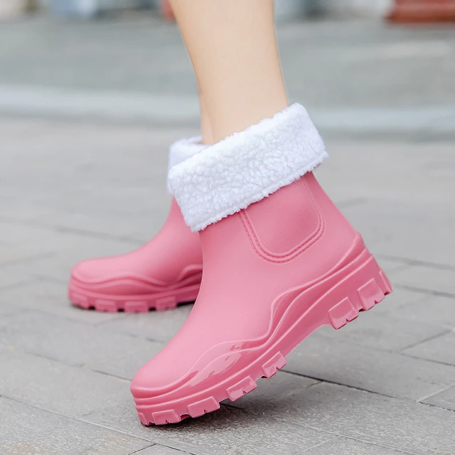Winter Rain Boots for Women Warm Outdoor Fishing Boots Waterproof Working  Shoes Fashion Slip-on Rubber Booties Women Galoshes - AliExpress
