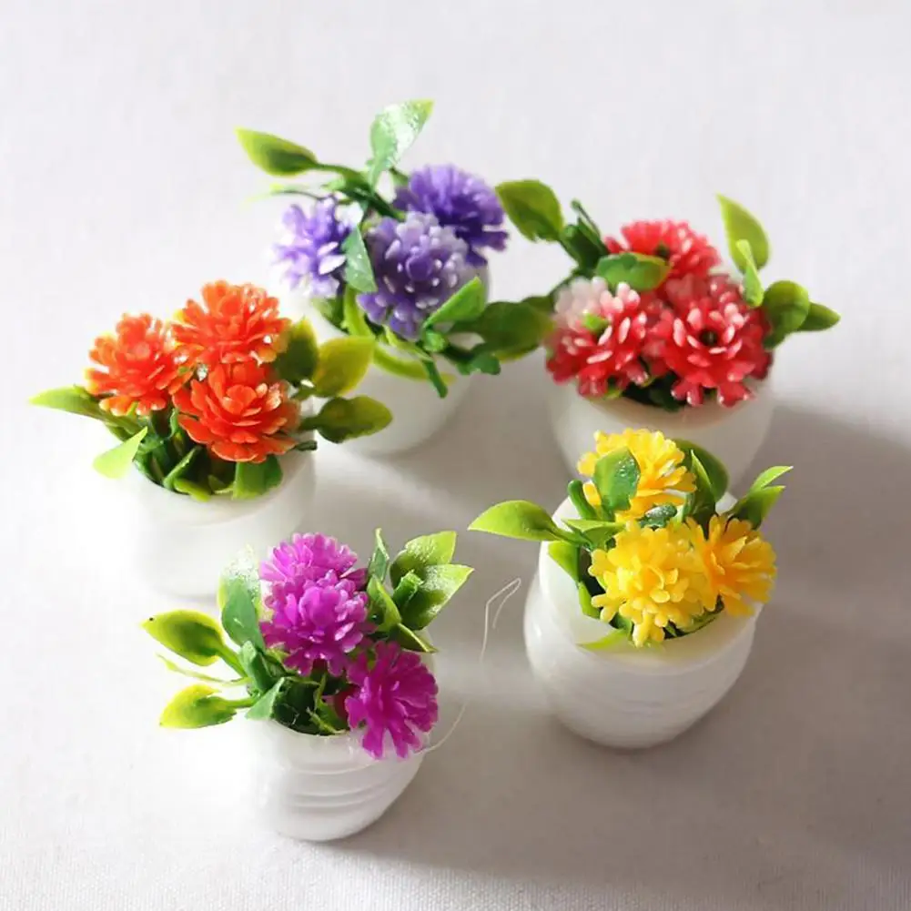 

Novelty Simulation Pot Plant Miniature Vivid Color Pot Plant Dollhouse Decor Mini Pot Plant Mini Potted