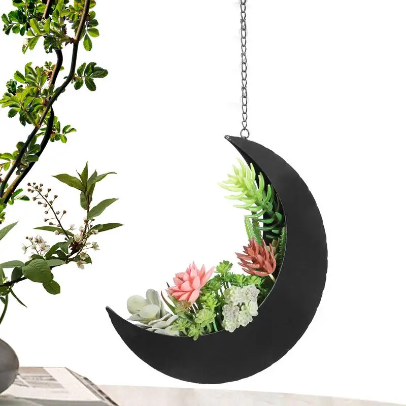 

Moon Planter Half Moon Plant Hanger Cactus Hanger Hang Succulent Planter Hang Crescent Pot Rustic Metal Planters Witchy Gifts