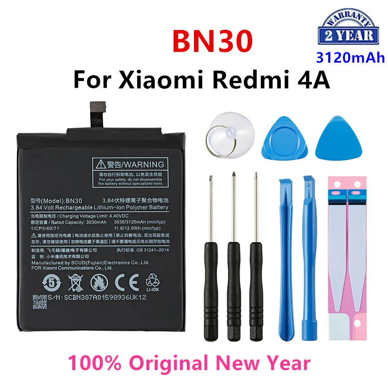 

100% Оригинальный аккумулятор BN30 3120 мАч для Xiaomi Redmi 4A Redmi4A BN30 высококачественные сменные батареи для телефона + Инструменты