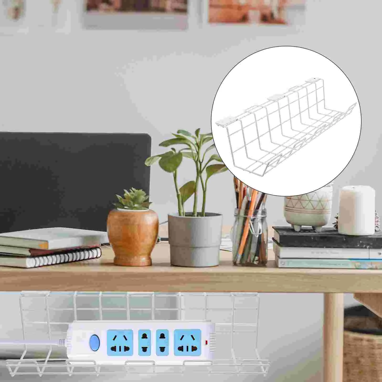 

Under Desk Cable Management Tray 2Pcs Under Table Cable Management Organizers Racks Wire Frames Cable Storage Stands for Home